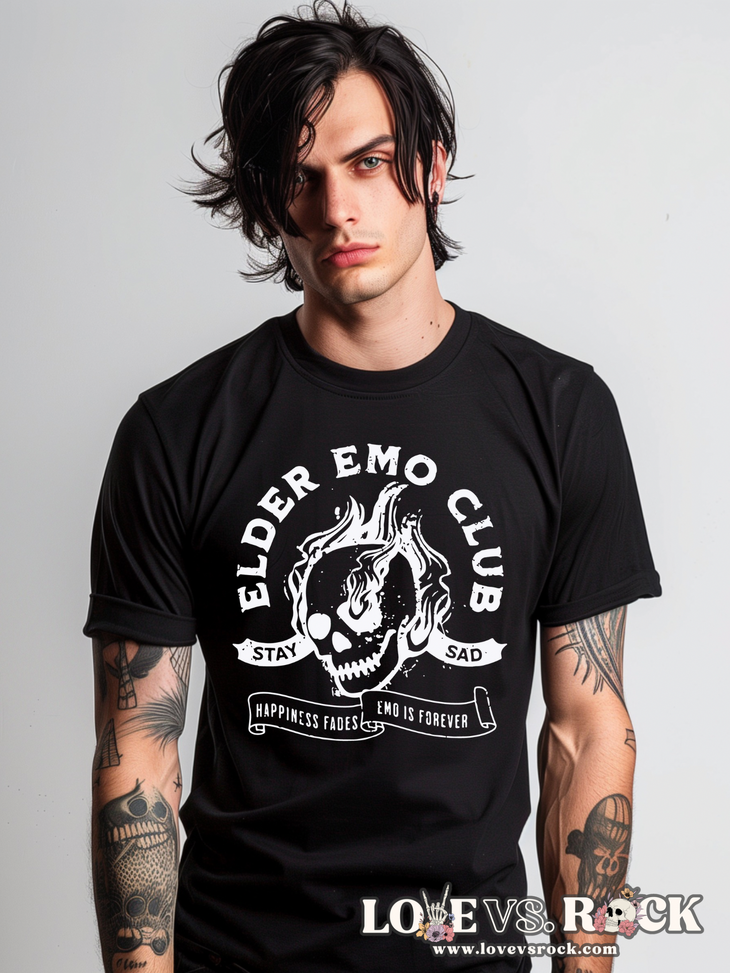 Elder Emo Club Men’s Tee | Love vs. Rock