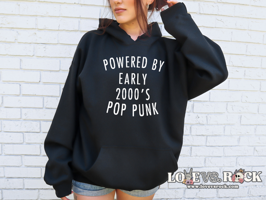 Powered By Early 2000’s Pop Punk Unisex Hoodie | Love vs. Rock