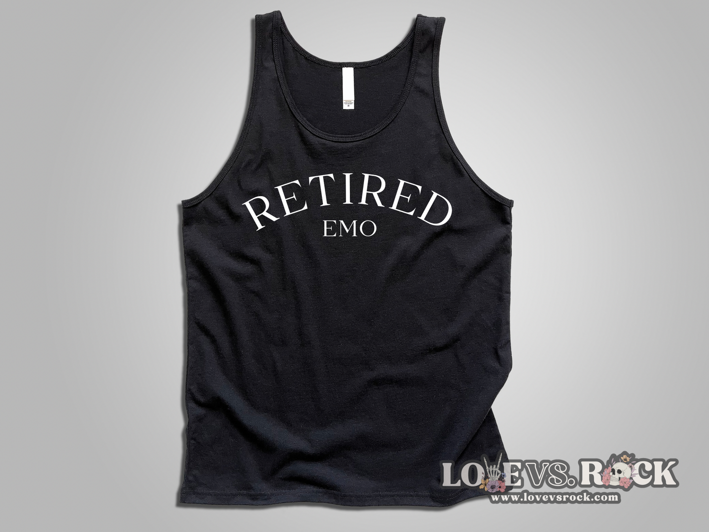 Retired Emo Unisex Tank Top | Love vs. Rock