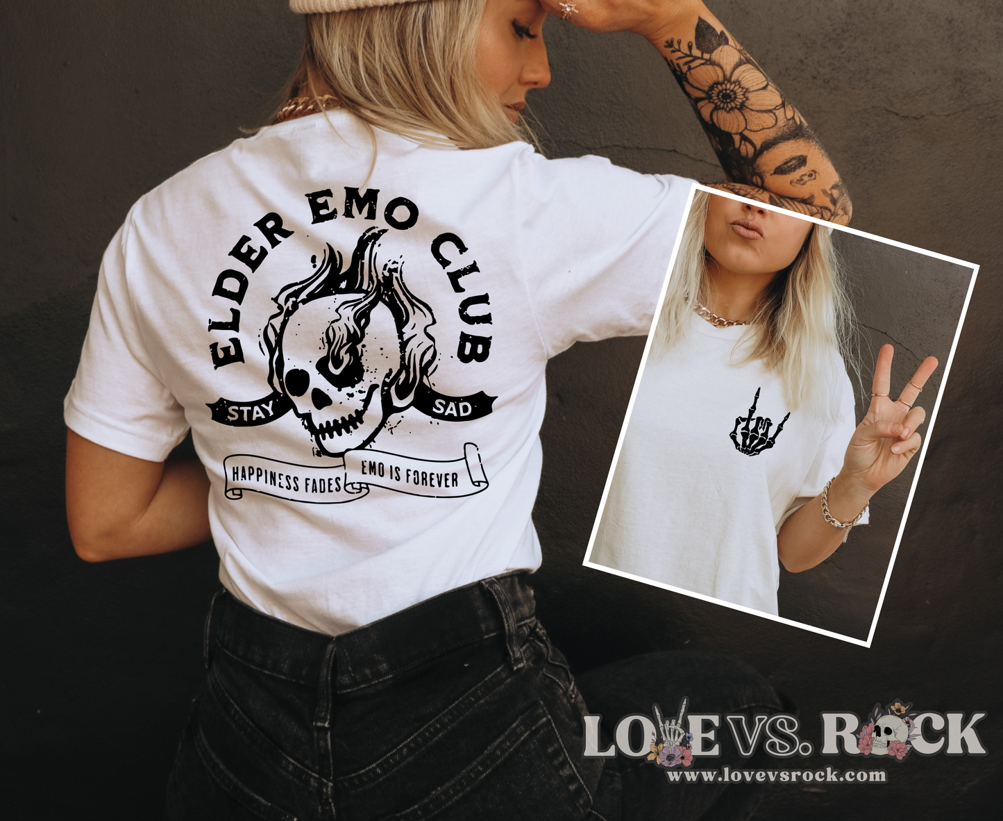 Elder Emo Club Unisex Tee | Love vs. Rock