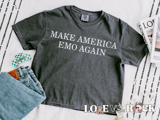 Make America Emo Again Boxy Cropped Tee | Love vs. Rock