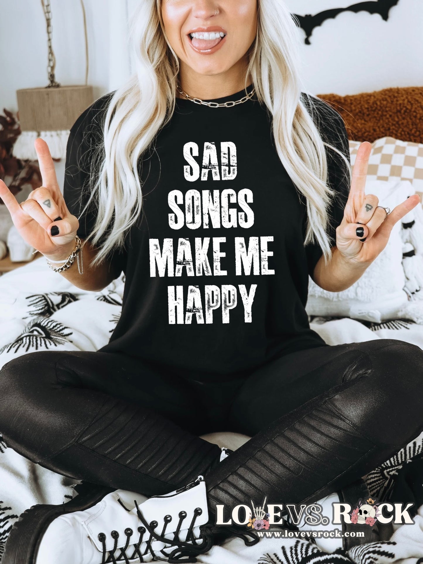 Sad Songs Make Me Happy Unisex Tee | Love vs. Rock