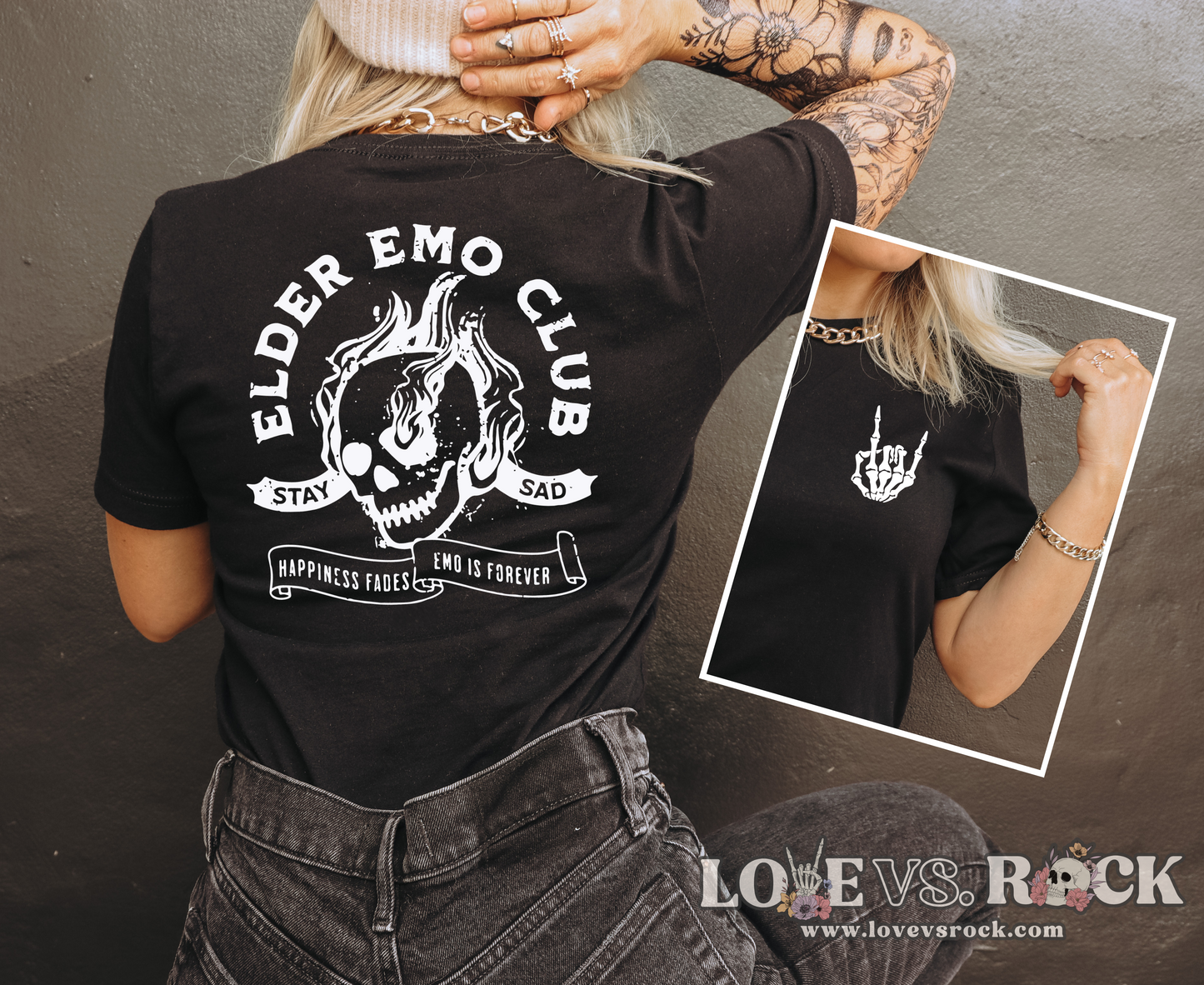 Elder Emo Club Unisex Tee | Love vs. Rock