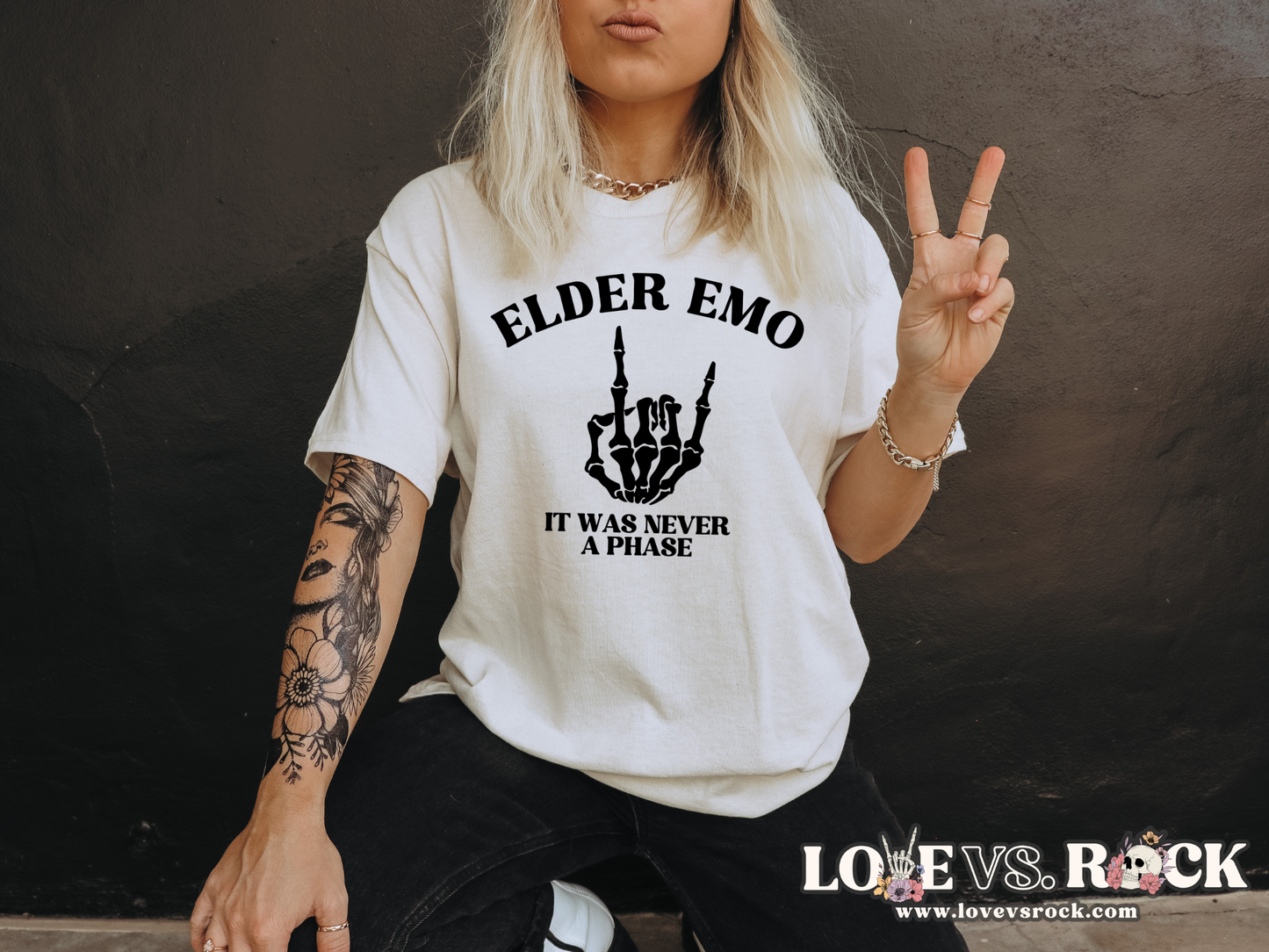 Elder Emo It Was Never A Phase Unisex Tee | Love vs. Rock