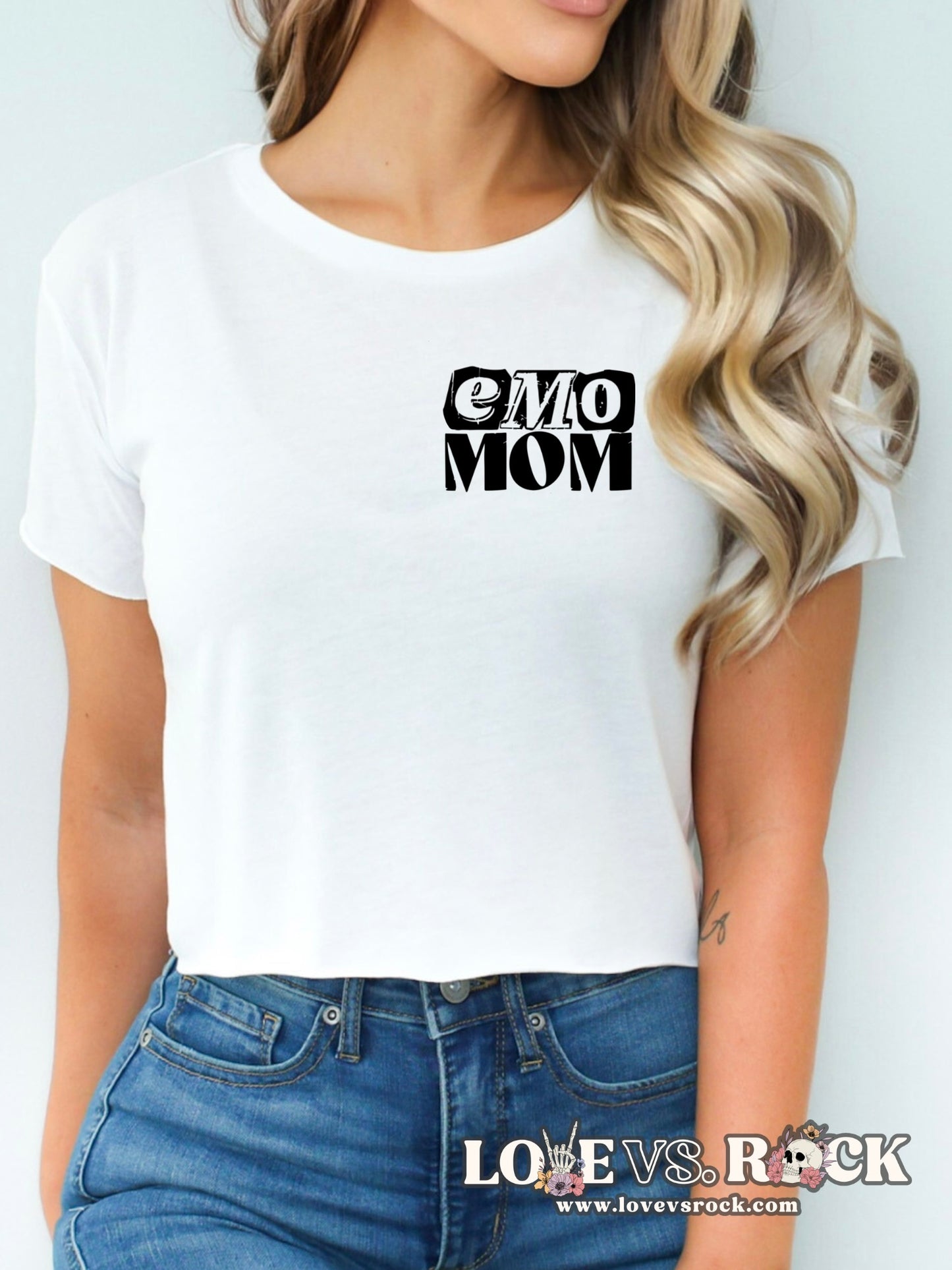 Emo Moms Club Cropped Tee | Love vs. Rock