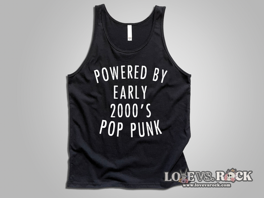 Powered By Early 2000’s Pop Punk Unisex Tank Top | Love vs. Rock