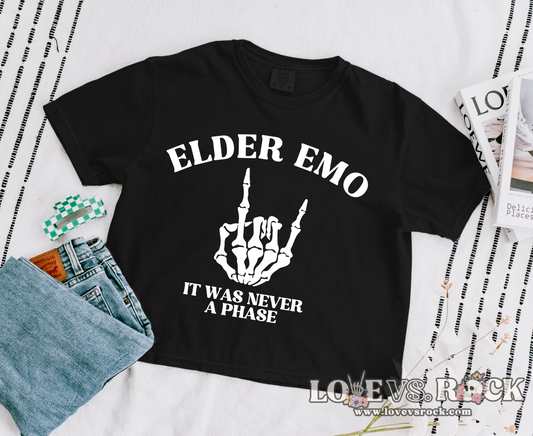 Elder Emo It Was Never A Phase Boxy Cropped Tee | Love vs. Rock