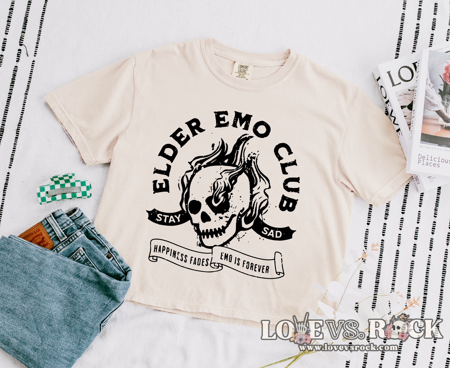 Elder Emo Club Boxy Cropped Tee | Love vs. Rock