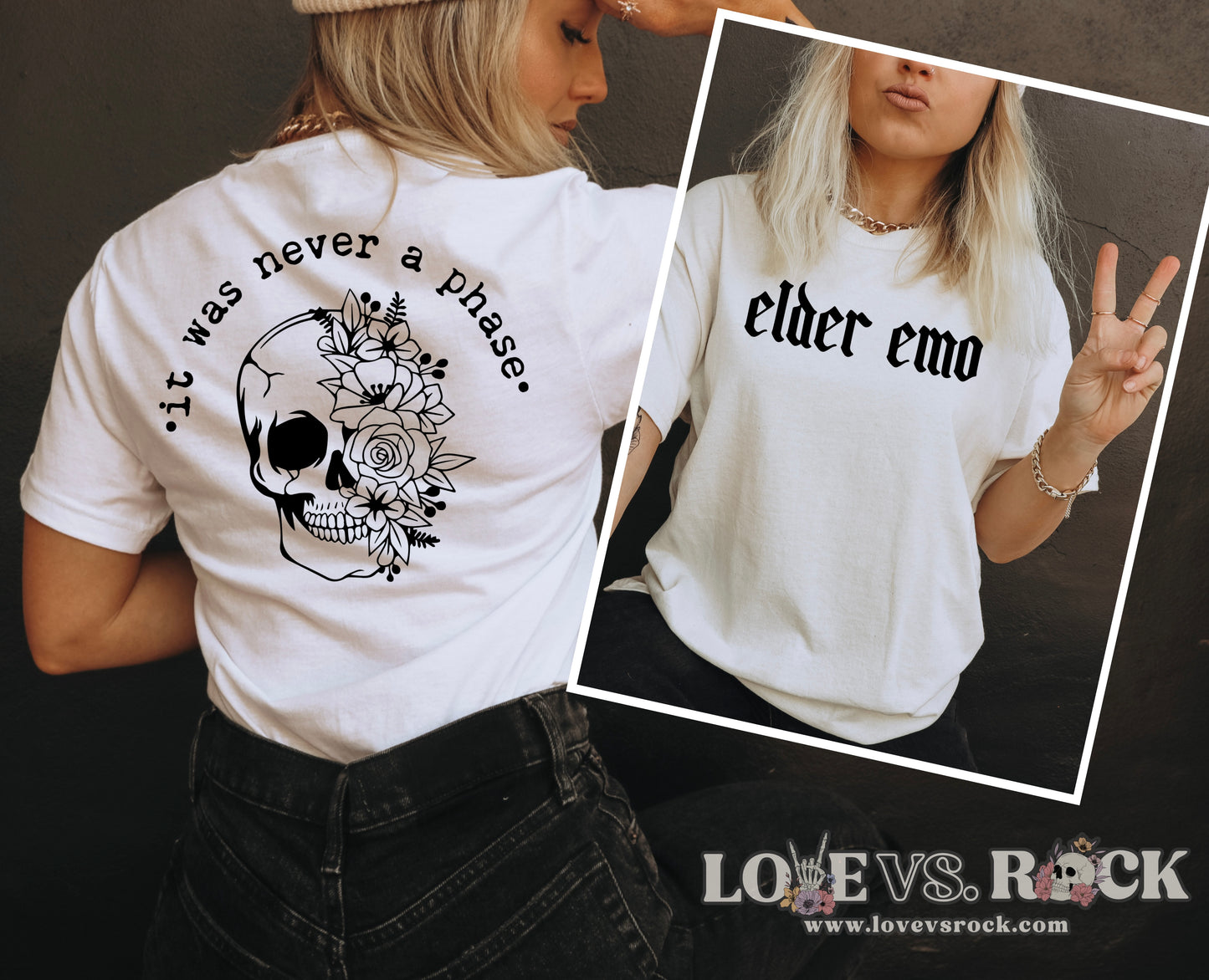 Elder Emo It Was Never A Phase Unisex Tee | Love vs. Rock