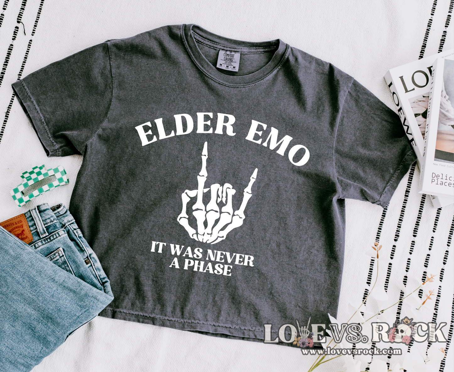 Elder Emo It Was Never A Phase Boxy Cropped Tee | Love vs. Rock