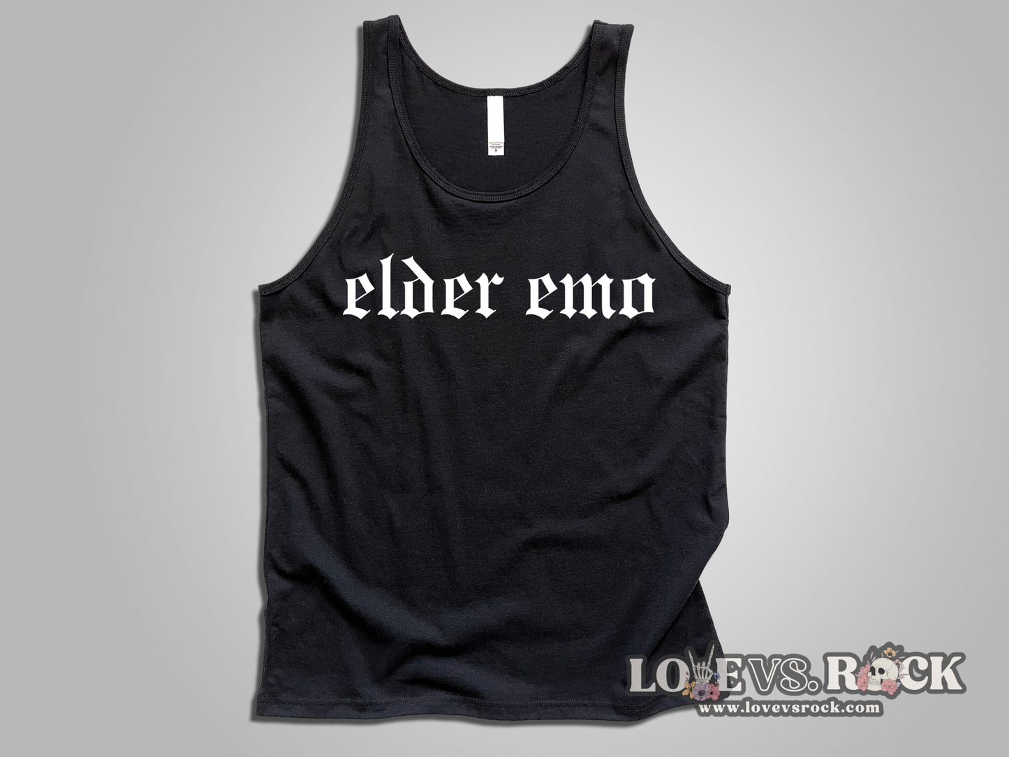 Elder Emo Unisex Tank Top | Love vs. Rock