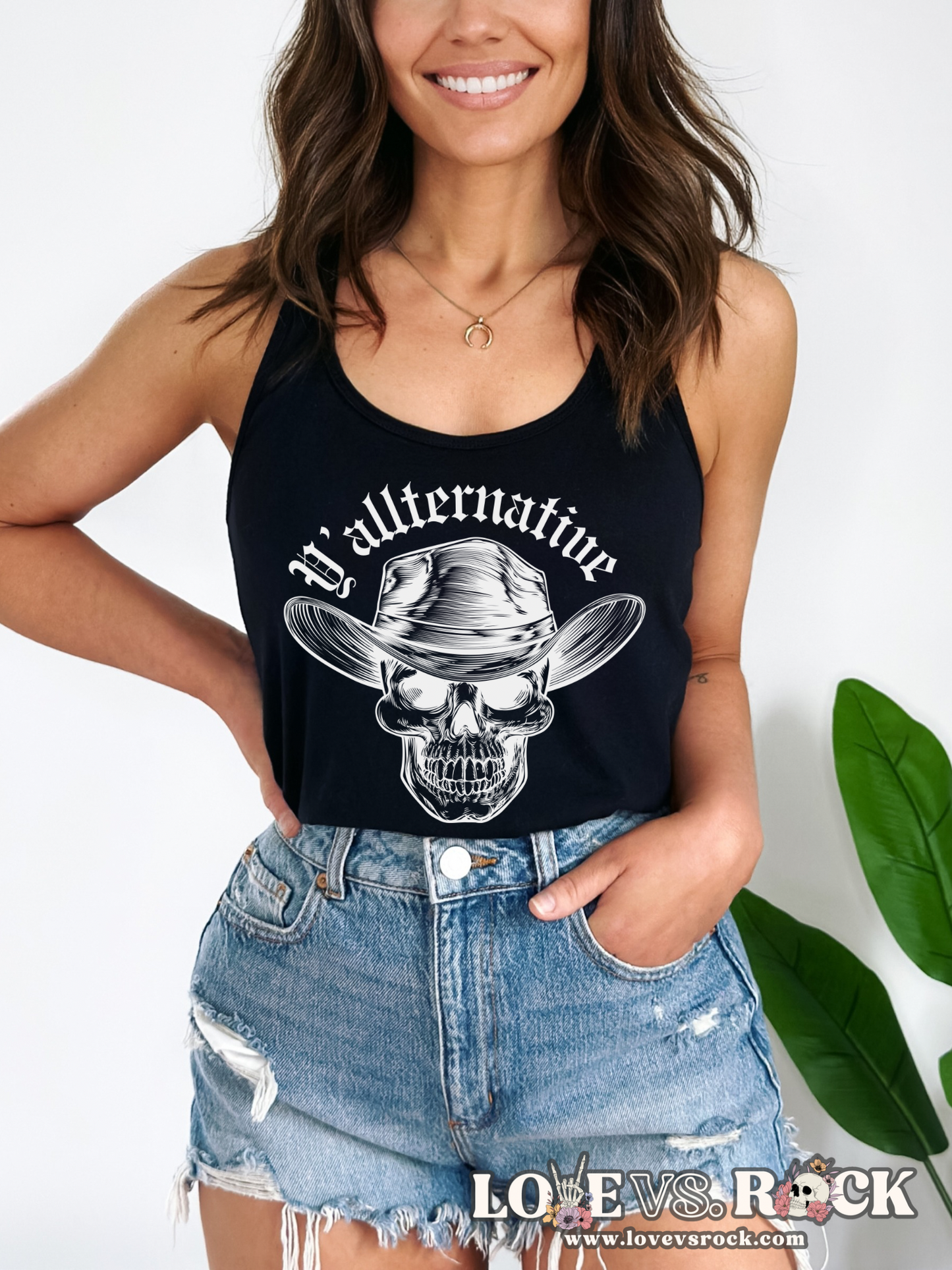 Y’allternative Ladies’ Tank Top | Love vs. Rock