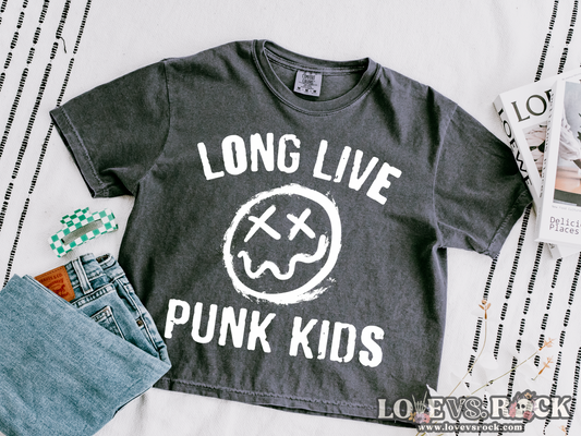 Long Live Punk Kids Boxy Cropped Tee | Love vs. Rock