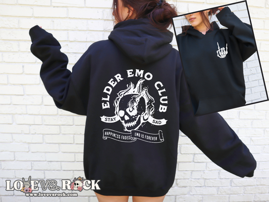 Elder Emo Club Unisex Hoodie | Love vs. Rock