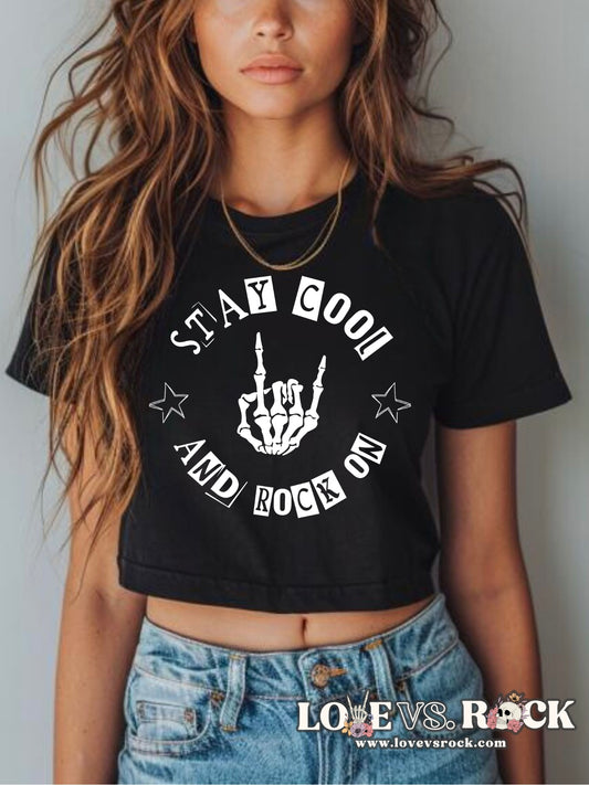 Stay Cool and Rock On Cropped Tee | Love vs. Rock