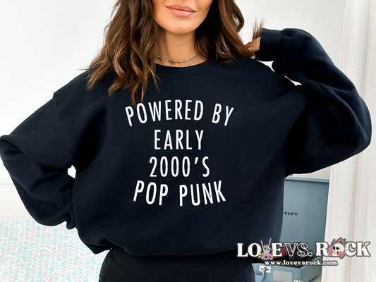 Powered By Early 2000’s Pop Punk Crewneck Sweatshirt | Love vs. Rock