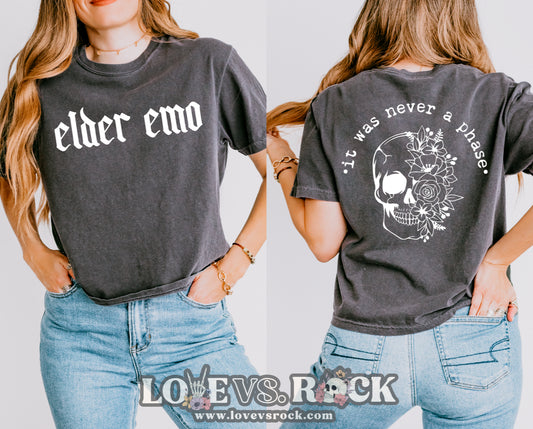 Elder Emo It Was Never A Phase Boxy Cropped Tee | Love vs. Rock