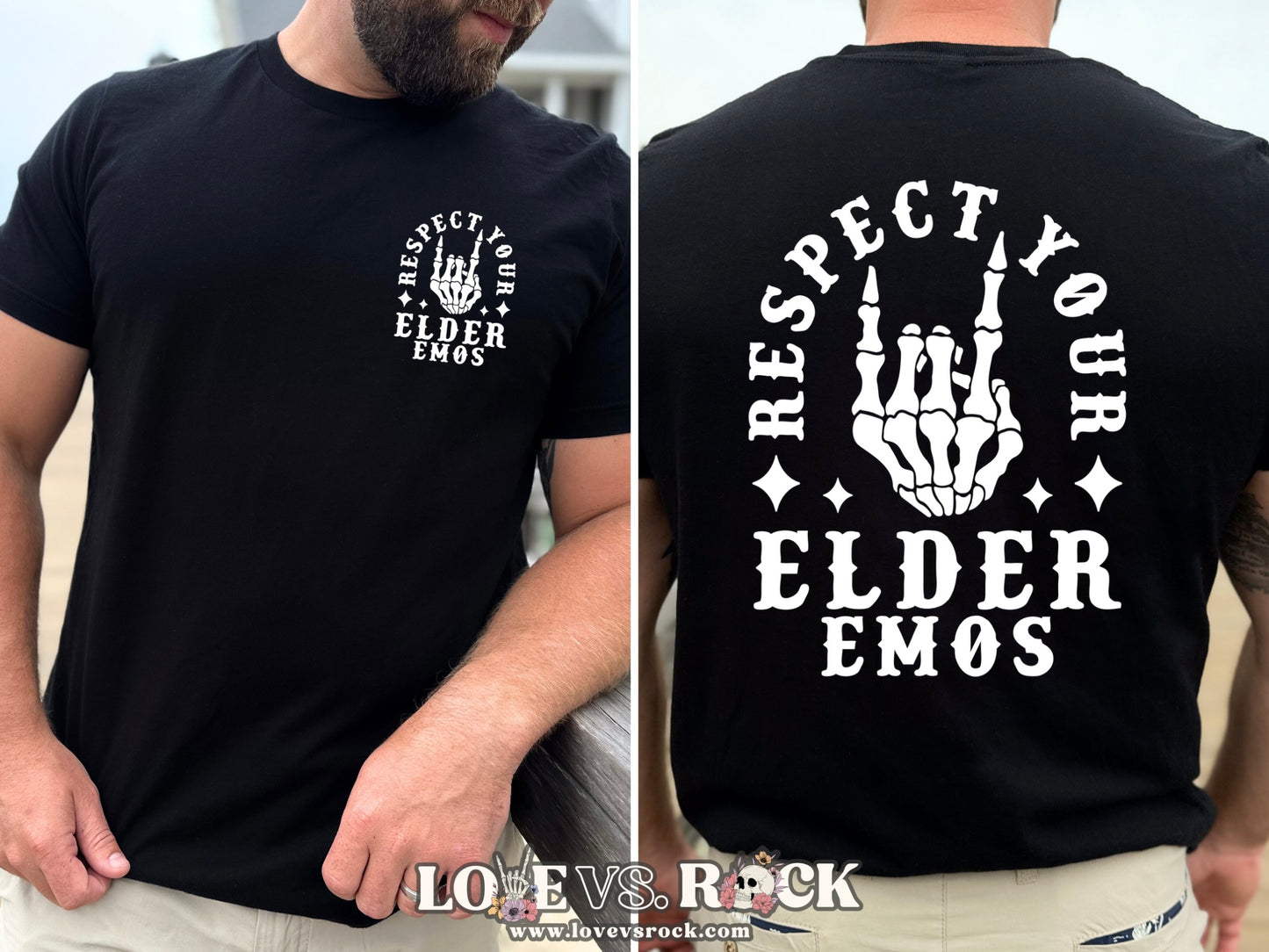 Respect Your Elder Emos Unisex Tee | Love vs. Rock