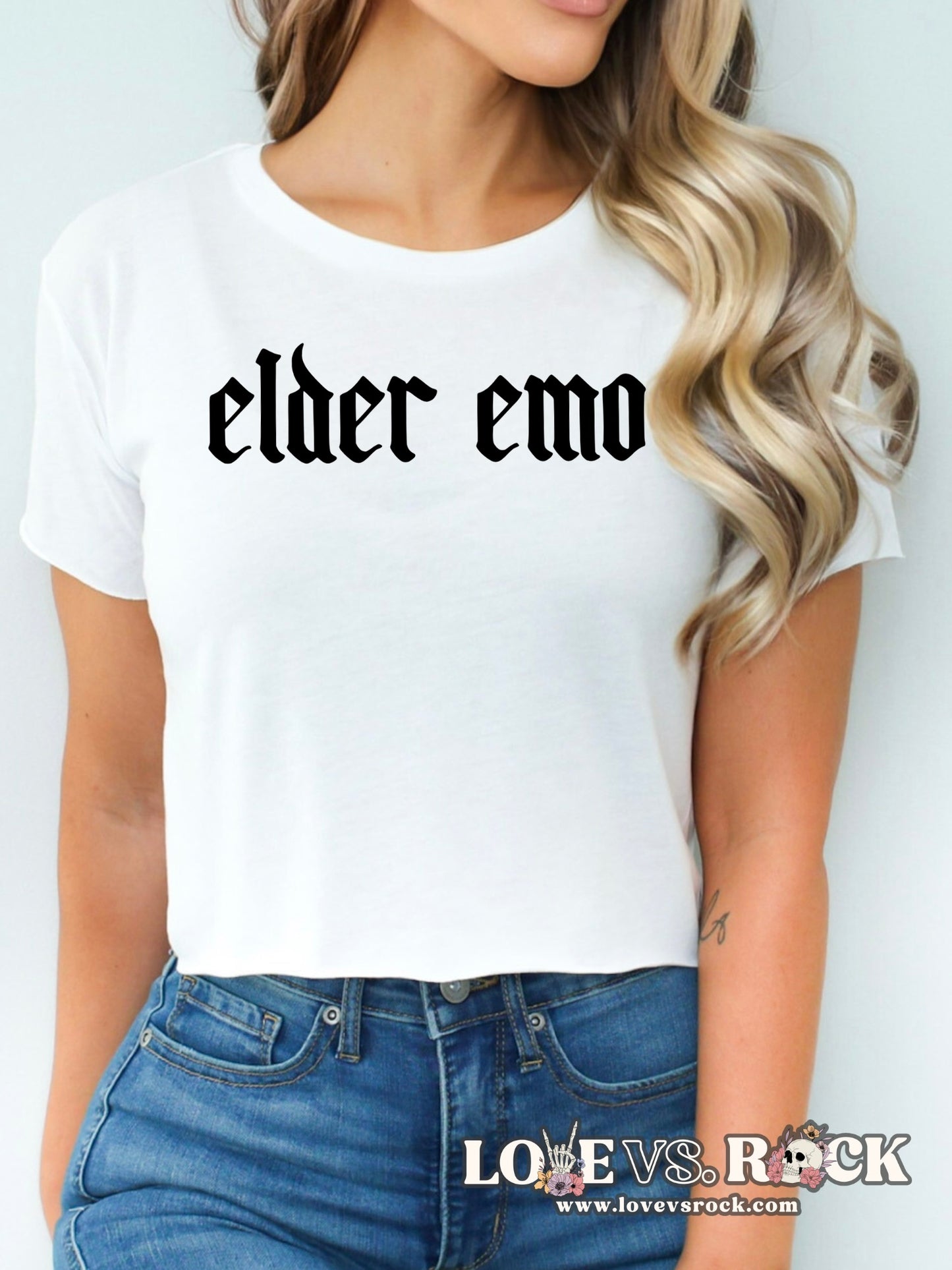 Elder Emo Cropped Tee | Love vs. Rock