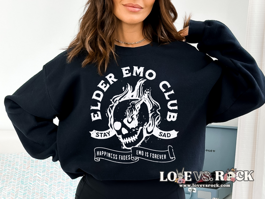 Elder Emo Club Crewneck Sweatshirt | Love vs. Rock