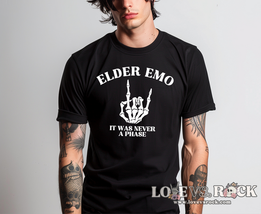 Elder Emo It Was Never A Phase Unisex Tee | Love vs. Rock