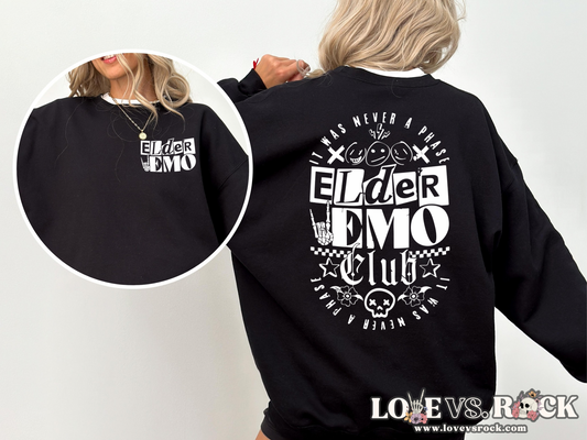 Elder Emo Club Crewneck Sweatshirt | Love vs. Rock