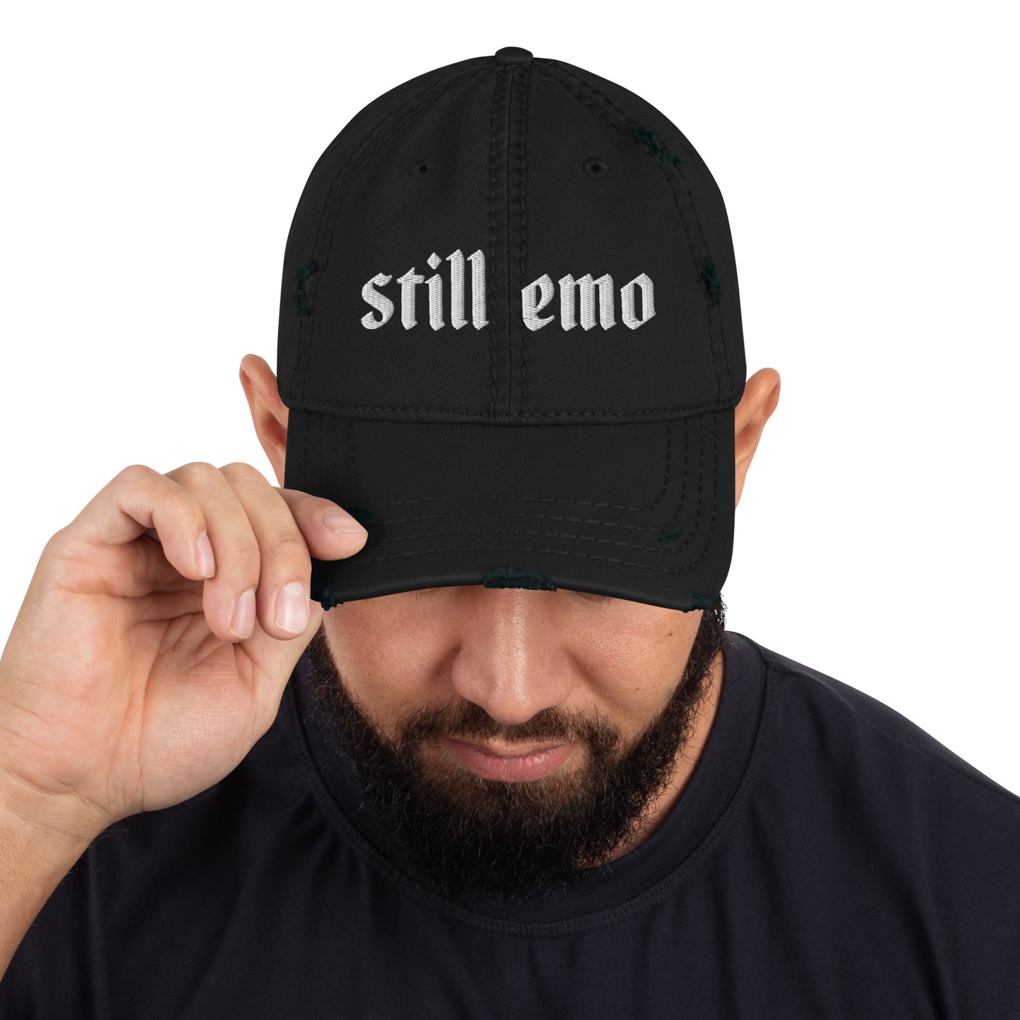 Still Emo Distressed Dad Hat | Love vs. Rock