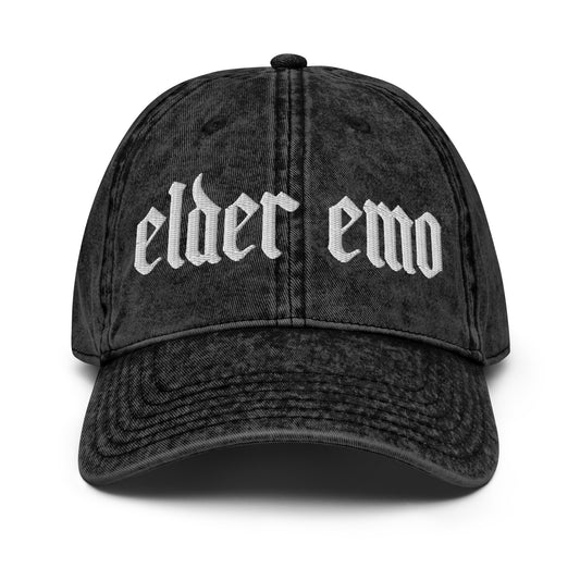 Elder Emo Embroidered Vintage Cotton Twill Cap